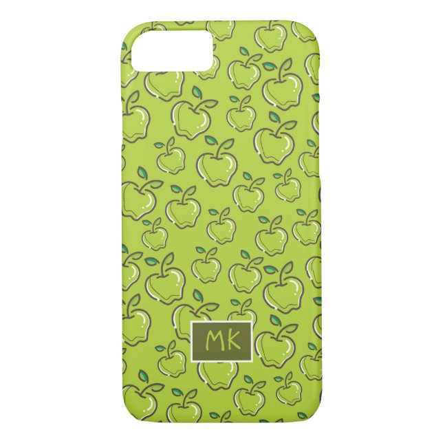 Monogram Retro Little Green Äpfel Frucht Case-Mate iPhone Hülle (Rückseite)