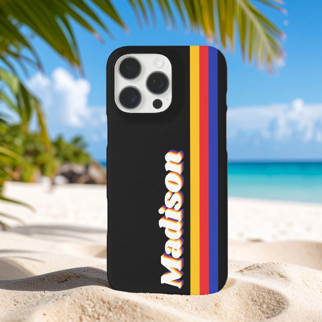 Monogram Retro Streifen iPhone 16 Pro Max Hülle (Von Creator hochgeladen)