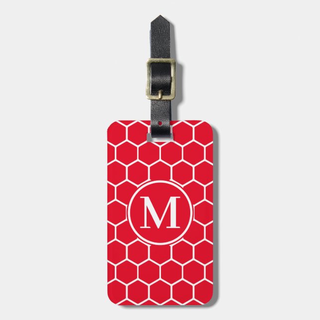 Monogram RF Red Honeycomb Gepäckmarke Gepäckanhänger (Vorderseite vertikal)