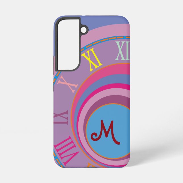 Monogram Roman Numerals Swircles Circles Colorful  Samsung Galaxy Hülle (Rückseite)