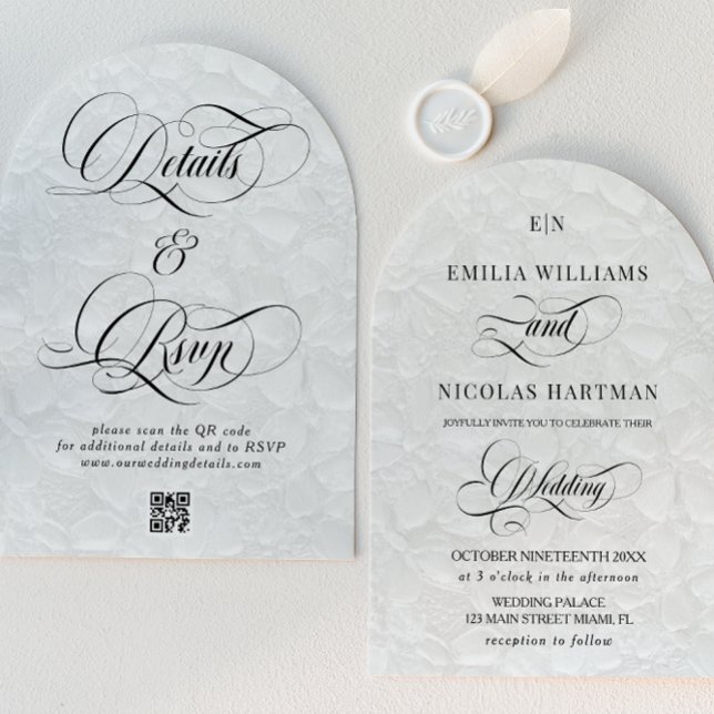 Monogram Romantic All in one Wedding Einladung (Von Creator hochgeladen)
