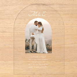 Monogram Romantic Arch Photo Elegant Wedding Acryleinladungen
