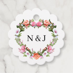 Monogram Romantische Rose Blumenherz Geschenkanhänger
