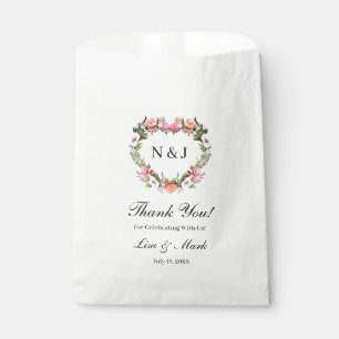 Monogram Romantische Rose Blumenherz Geschenktütchen