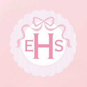 Monogram, rosa Bow, benutzerdefinierte Ribbon Untersetzer