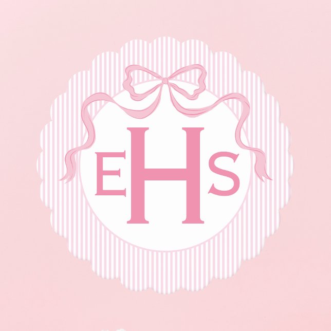 Monogram, rosa Bow, benutzerdefinierte Ribbon Untersetzer (Von Creator hochgeladen)