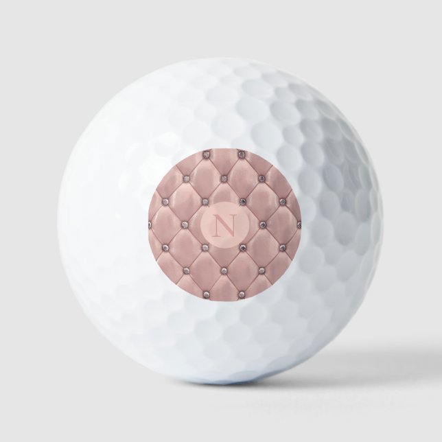 Monogram Rosa Satin Elegant Chic Metallic Golfball (Vorderseite)
