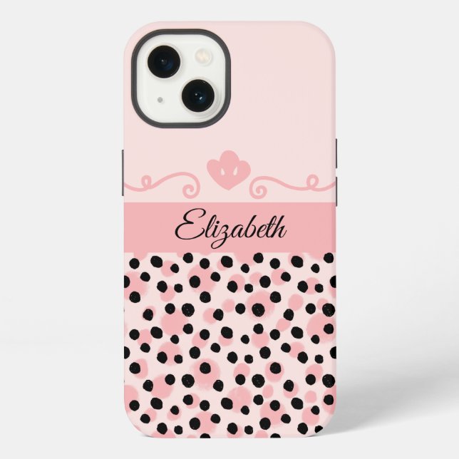 Monogram Rosa Schwarz Leopard Gepard Druck Trend iPhone Hülle (Rückseite)