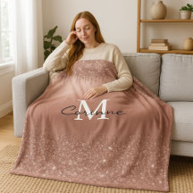 Monogram Rose Gold Dripping Glitzer Metallic Name