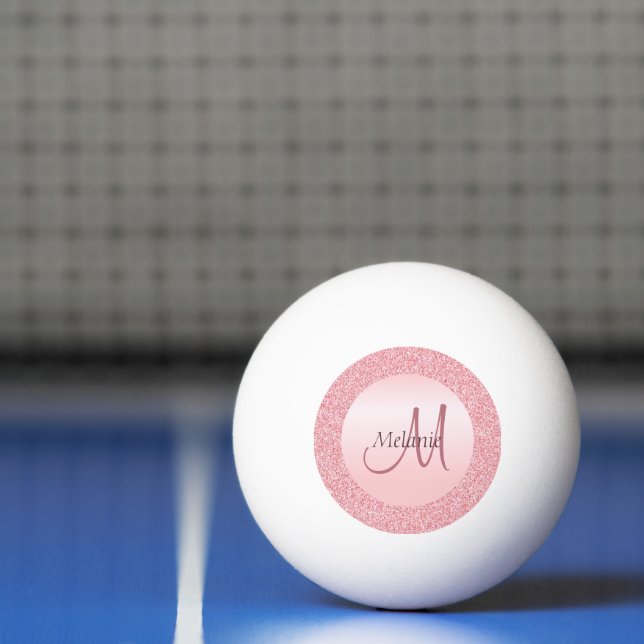 Monogram Rose Gold Glitzer Anfänglich weiß aussehe Tischtennisball (Netto)