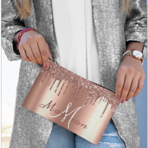 Monogram Rose Gold Glitzer Look Tropfen Girly Zubehörtasche