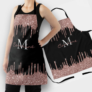 Monogram Rose Gold Glitzer Tropfen Black Name Sch Schürze