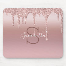 Monogram Rose Gold Glitzer Tropfen Rosa Trendy