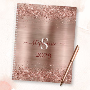 Monogram Rose Gold Imitats-Glitzer Girly Glam Planer