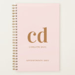 Monogram Rose Gold Initialen elegant Planer<br><div class="desc">Eine weibliche Rose goldener Hintergrund,  goldener Text. Personalisieren und fügen Sie Ihre Monogramm-Initialen,  Namen und ein Titeljahr (jedes Jahr).</div>