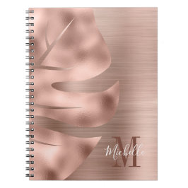 Monogram Rose Gold Leaf Notizblock