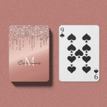 Monogram Rose Gold Metallic Dripping Glitzer