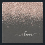Monogram Rose Gold Pink Black Glitzer Script Steinuntersetzer<br><div class="desc">Schwarz und Rose Gold - Schwarz Rosa Sparkle Glitzer Script Monogram Name Stone Tile. Das macht den perfekten Abschluss,  süßen 16 Geburtstag,  Hochzeit,  Brautparty,  Jubiläum,  Babydusche oder Junggeselinnen-Abschied Geschenk für jemanden,  die Lieben glamourösen Luxus und schicke Stile.</div>