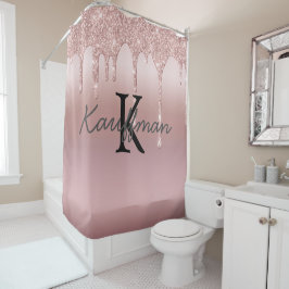 Monogram Rose Gold Tropfen Glitzer Trendbad Duschvorhang