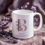 Monogram Rose Gold Watercolor Blume Letter B Kaffeetasse<br><div class="desc">Monogram Rose Gold Watercolor Blume Letter B</div>