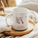 Monogram Rose Gold Watercolor Blume Letter W Kaffeetasse<br><div class="desc">Monogram Rose Gold Watercolor Blume Letter W</div>