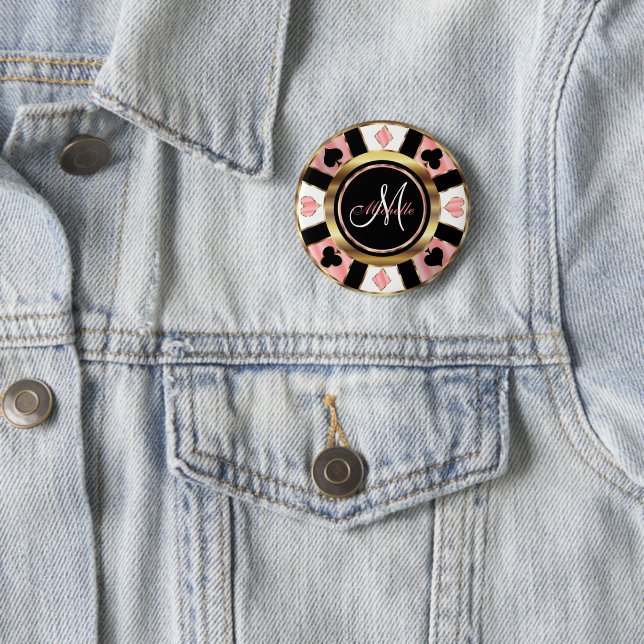 Monogram  Rose Poker Chip Design Button (Beispiel)