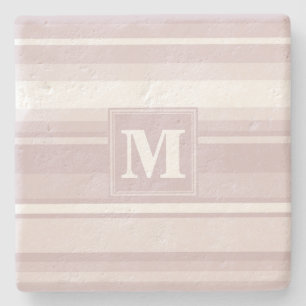 Monogram-Rose-Quartz-Streifen Steinuntersetzer