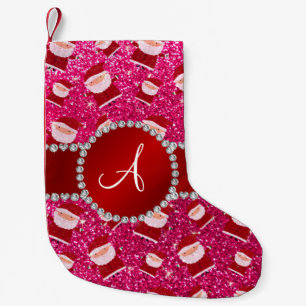 Monogram Rose Rosa Glitzer Weihnachtslieder Kleiner Weihnachtsstrumpf