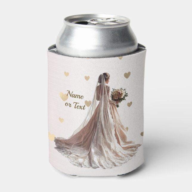 Monogram Rose Winter Wedding Bride Golden Hearts Dosenkühler (Kanne Vorderseite)
