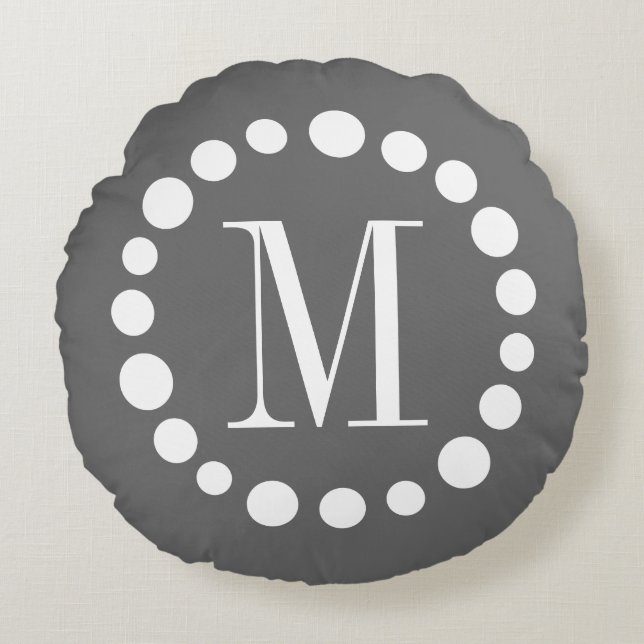 Monogram Round-Throw-Wohngestaltung-Geschenk Rundes Kissen (Vorderseite)