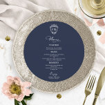Monogram Round Wedelmenu Cards Navy Blue Menükarte<br><div class="desc">Eine schicke Kalligraphy Wedding Menu Card. I do offer a free customisation service,  if you have any anfragen or special requests,  please feel free to contact me.</div>