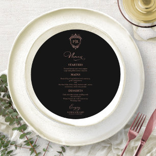 Monogram Round Wedelmenu Cards Rose Gold Menükarte