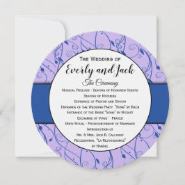 Monogram Royal Blue Lilac Swirl Wedding Program Einladung