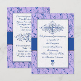 Monogram Royal Blue Lilac Swirl Wedding Reception Einladung