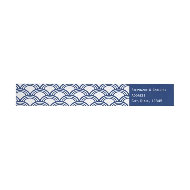Monogram Royal Blue Seigaiha Pattern Wedding (Person)