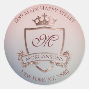 Monogram Rücksendeadresse Crown Royal UAWG Blue Ro Runder Aufkleber
