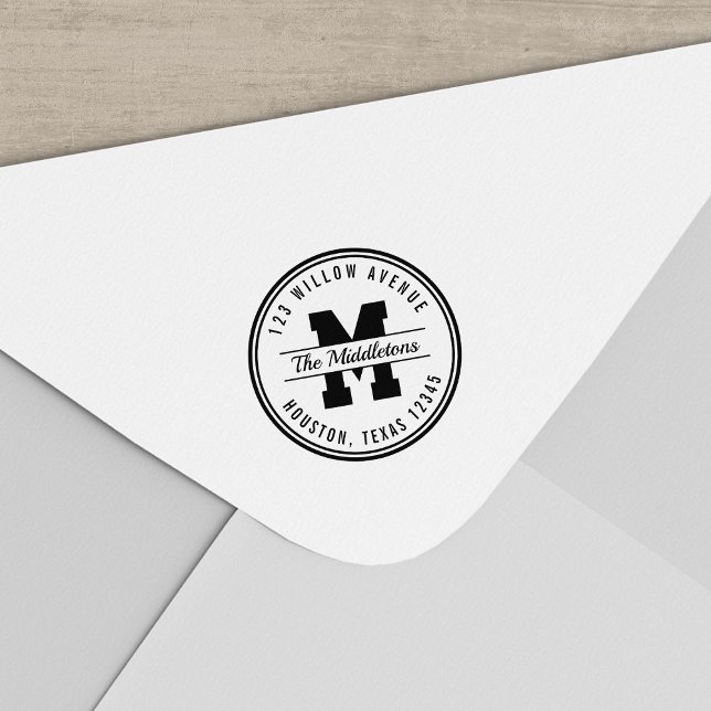 Monogram-Rücksendeadresse für die runde Grenze Permastempel (Von Creator hochgeladen)