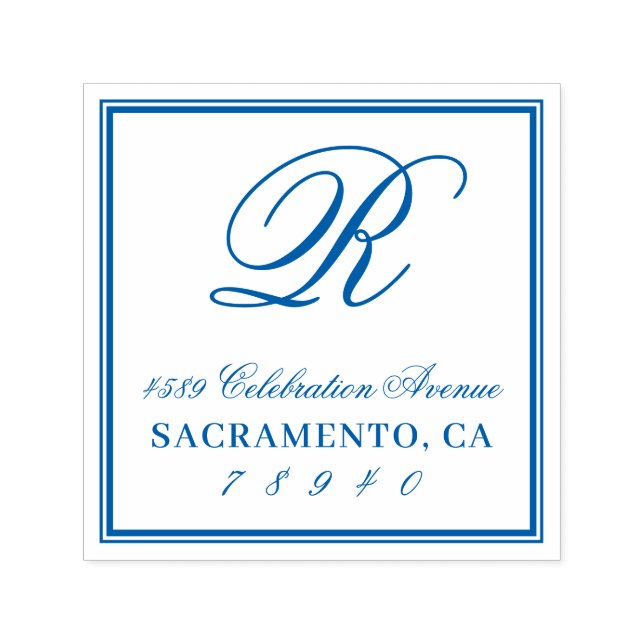 Monogram-Rücksendeadresse für klassisches Skript Permastempel (Design)