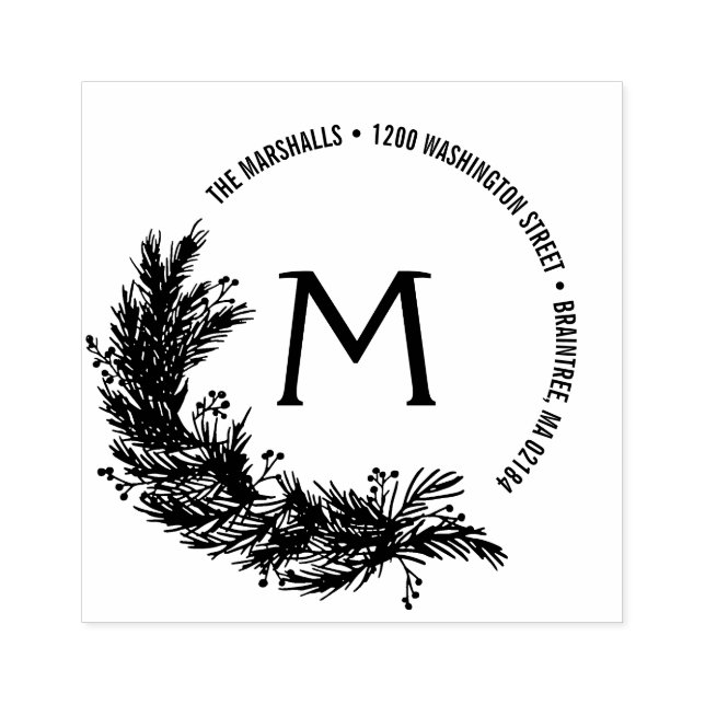 Monogram Rücksendeadresse Gummistempel (Prägung)