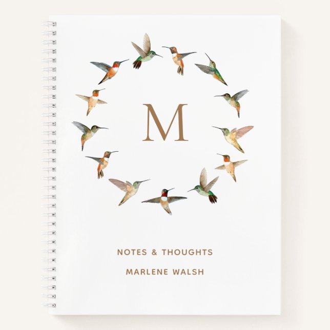 Monogram Rufous & Allen's Hummingbirds-Notebook Notizbuch (Vorderseite)