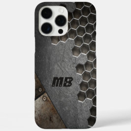 Monogram Rustic Grunge Masculine Personalisiert iPhone 16 Pro Max Hülle
