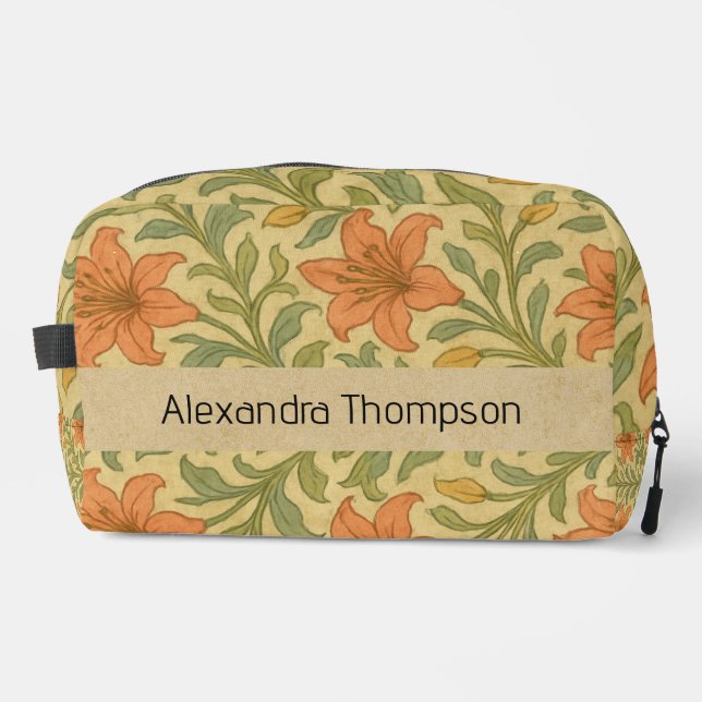 Monogram rustic Kraft botanical William morris Waschbeutel (Vorderseite)