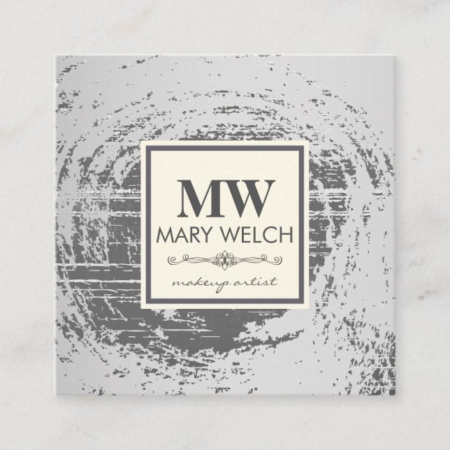 Monogram Rustic Texture Extravagant Element Terminkarte (Vorderseite)