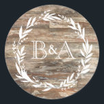 Monogram Rustic Wood Style Classic Round Sticker<br><div class="desc">Genießen Sie unsere rustikale Holzmalerei Küsten Stil.</div>