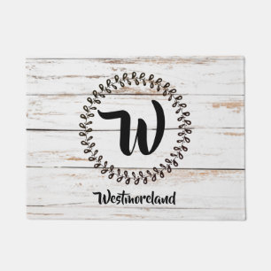 Monogram Rustic Wood Style Door Mat Fußmatte
