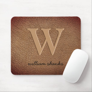 Monogram, rustikal-braune Ledergold Mousepad