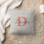 Monogram Rustikales graues Linengeflecht Kissen Ki<br><div class="desc">Rustikales Design mit mit Monogramm Anfangs- und Nachnamen auf diesem Leinen Look Hintergrund. Dieses trendige elegante Design ist perfekt für Ihr Schlafzimmer,  Familienzimmer oder Wohnzimmer. Personalisieren Sie dieses Objekt mit Ihrem eigenen Familiennamen und Ihrem mit Monogramm Ersteintrag.</div>
