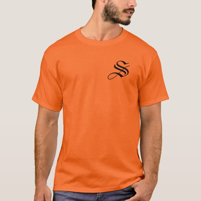 Monogram S Athletic Orange personalisieren T-Shirt (Vorderseite)