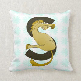 Monogram S Funny Pony Customized Kissen