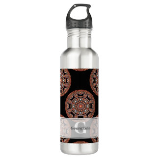 Monogram Safari Sunset Bohemisch Polka Dot Mandala Edelstahlflasche